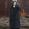 Frauen Schwarz Mit Kapuze Langarm Parkas Warme Lange Hülse Winter Mäntel Weiblichen Chinesischen Stil Verband Parkas