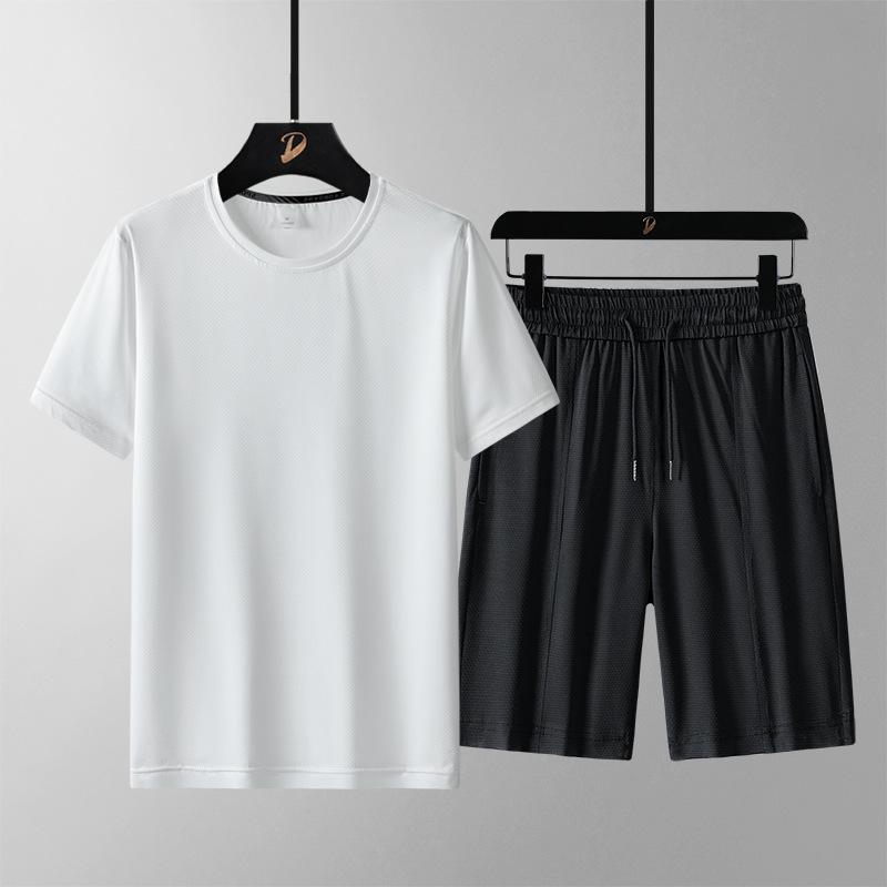 Pánska súprava Ležérna móda Pekné tričko Pánske Ležérne šortky Voľné Športové Dvojdielna súprava Krátky rukáv