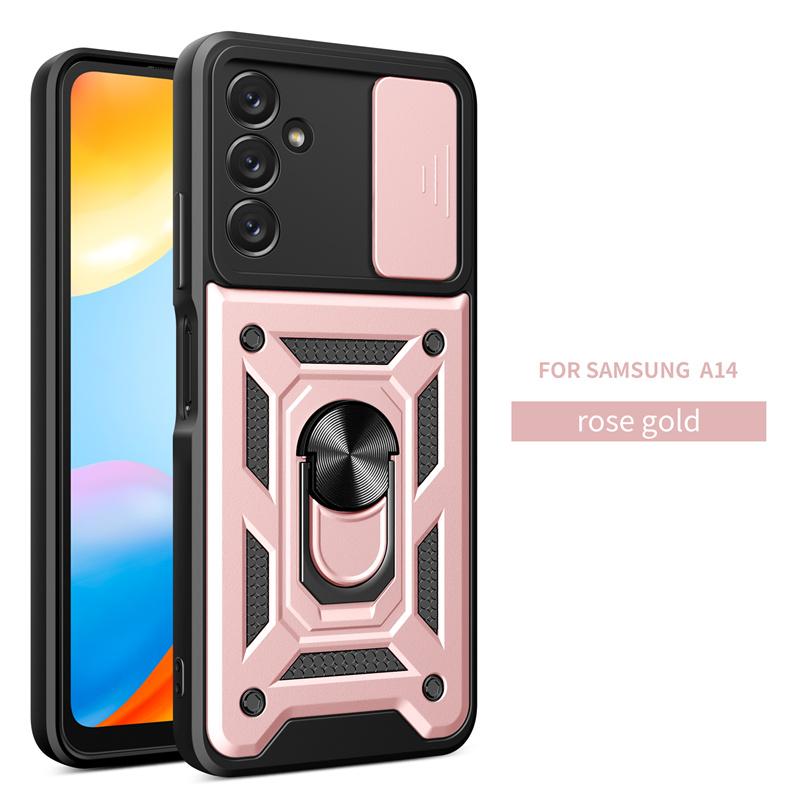 Slide Lens Camera Protect Shockproof Armor Phone Case For Samsung Galaxy A14 A24 A34 A54 5G 4G Cases Magnetic Ring Holder Cover