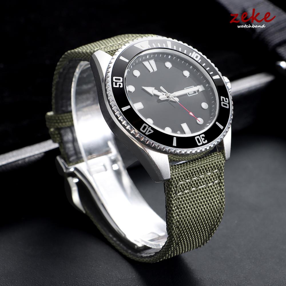 Nylonowy pasek do zegarka z żaglowego płótna 20mm 21mm 22mm dla IWC Pilot Band Wojskowy płócienny Skórzany męski bransoletka z klamrą składaną Akcesoria