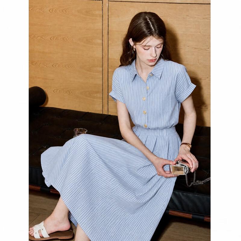 Demana Summer A-Line Lapel Shirt Dress
