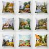 New American Country Oil Painting Landscape Pillow Case Sofa Cushion Car Office Pillow Case
