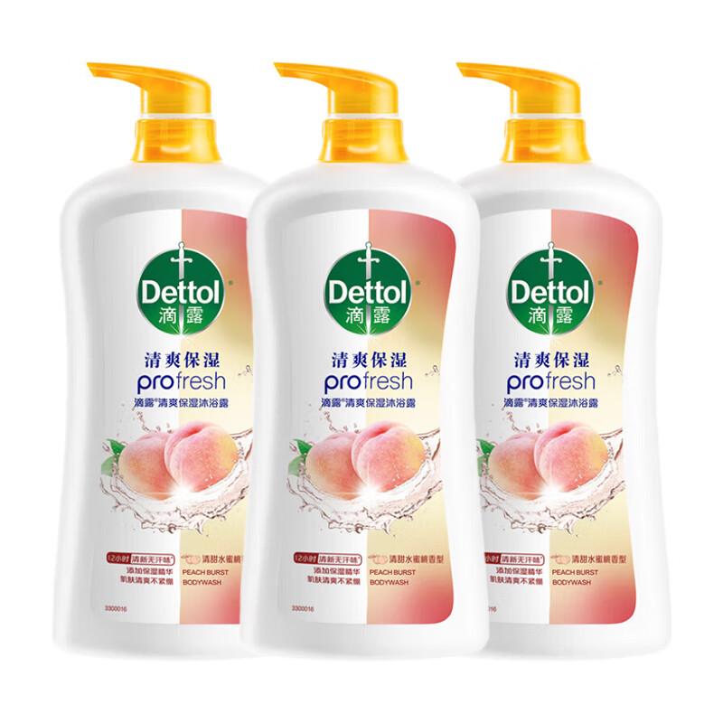 Dettol Refreshing Moisturizing Shower Gel Sweet Peach Scent 950g Pack of 3