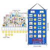 Standing Foldable Visual Schedule Chart for Kids Home School Wall Hanging with 72 Preprinted Cards 12 Star Cards Dry Erase Pen