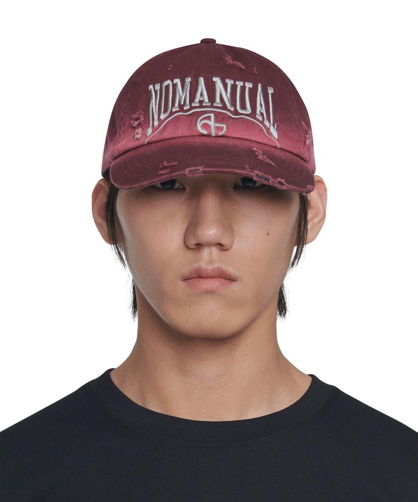 Nomaenyueol Destroyed Ball Cap - Washed Burgundy