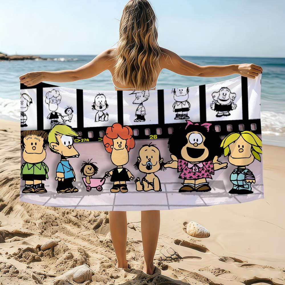 Cartoon Mafalda Cute Towel Beach Towel Oversized Quick Dry Towel Absorbent Soft Swim BeachTowels for Men Women W86*H163(CM)