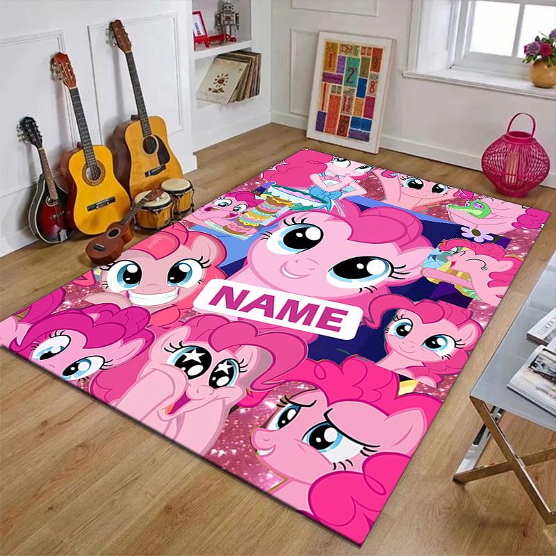 Custom My Little Pony Mat Personalized Name, Polyester Washable Indoor Entryway Rug, Gift for Christmas, Easter, Thanksgiving Day