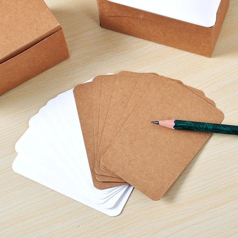 100pcs Color kraft Double-Sided Card On-the-Go Portable Message Card DIY mini Postcard Greeting Card