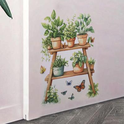 Potted Plant Wall Sticker Garden Decor Easy To Apply Modern Floral Decal PVC Wallpaper