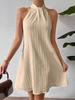 2025 Spring/Summer Women's Halter Pleated Draped Cross Short Skirt