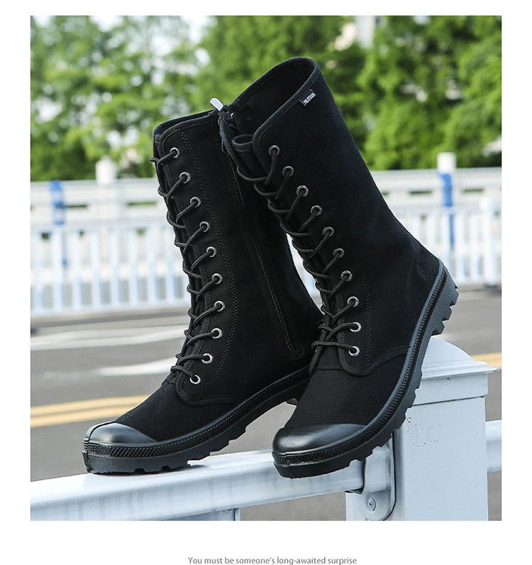 Men's Casual Canvas Boots  Autumn High Top Boots Fashion Outdoor Non-slip Hiking Boots Men Lace Up Casual Ankle Botas