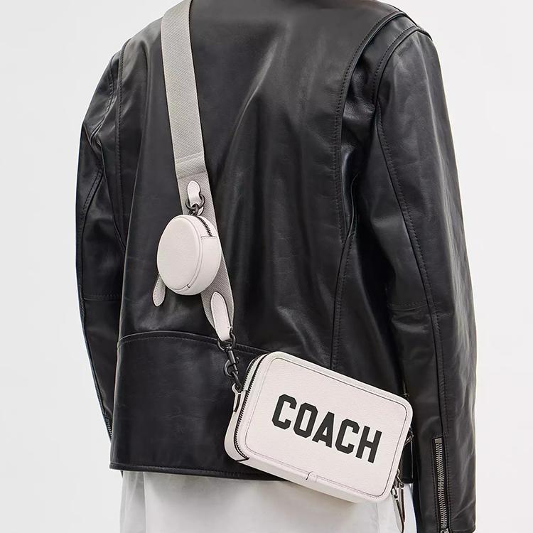 Coach Charter 19 Double Zipper Detachable Shoulder Strap Soft Polished Pebble Leather Shoulder Crossbody Bag Small Men bags Chalk-White CP270-CAH