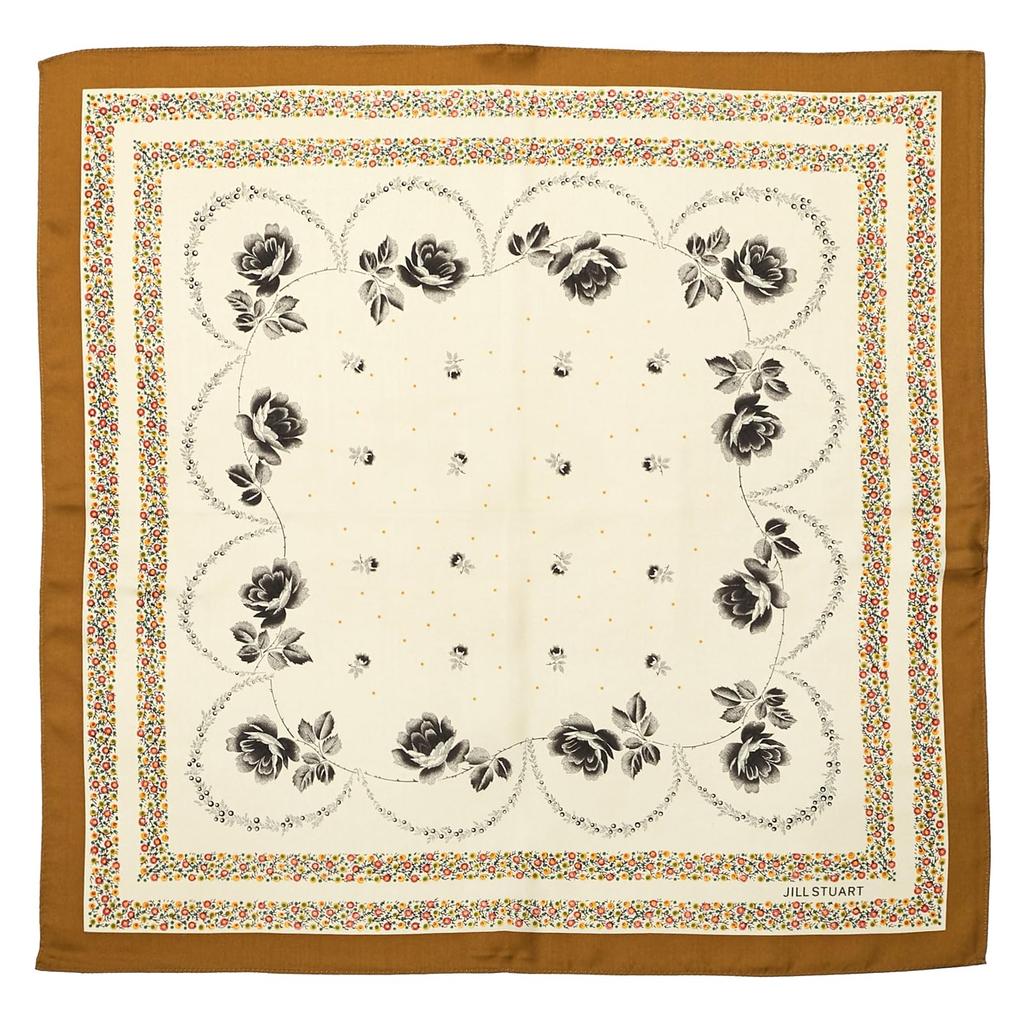 JILL STUART Silk Print Petite Scarf 60108010, Women's Floral Print, Beige, Approx. 58cm W x 58cm H