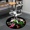 1pc Neon Wolf Head Chair Carpet for Office, Round Non Slip Durable Large Size Office Carpet, Suitable for Office