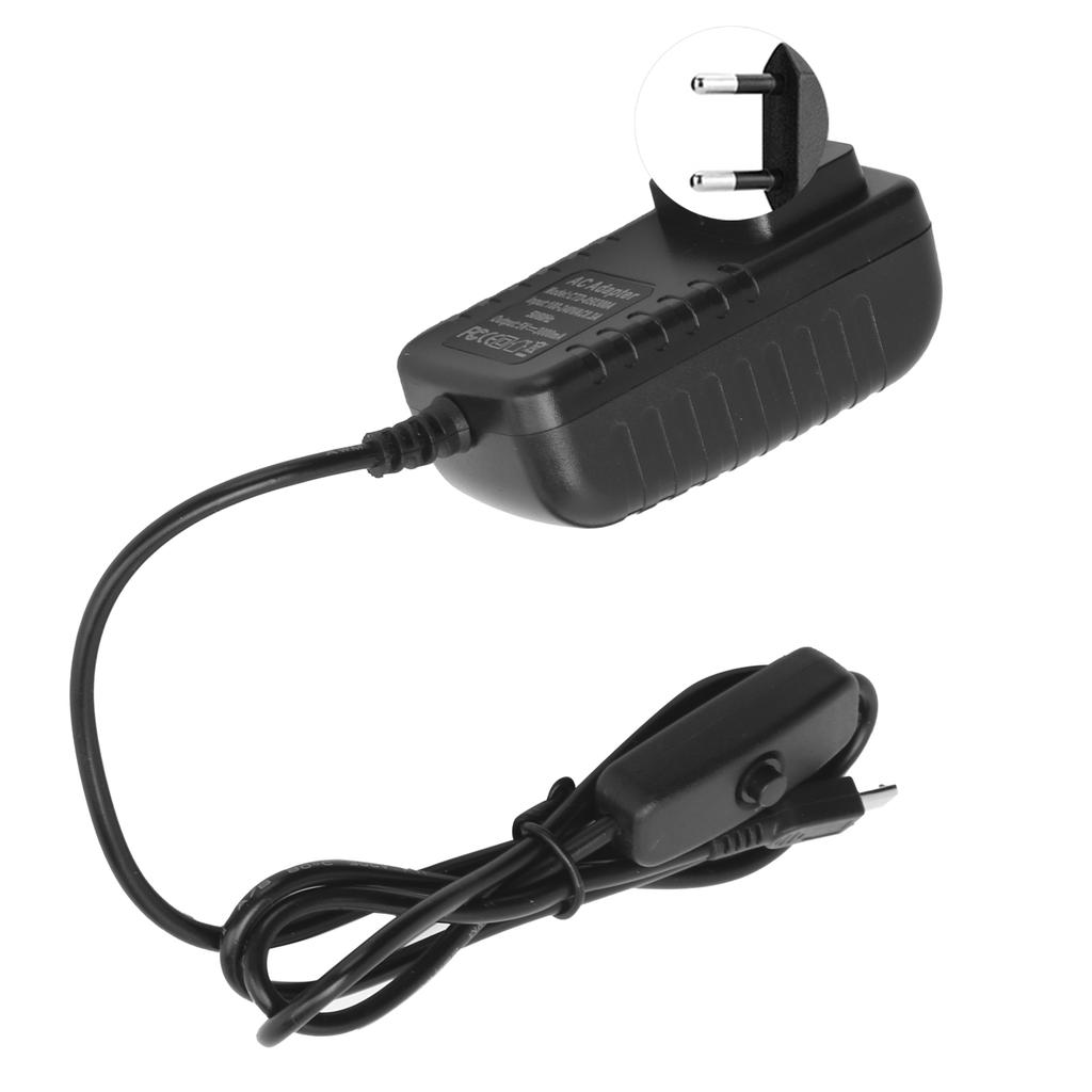 Power Supply for Raspberry Pi 5V 3A with Switch Button Integrated Micro USB Adapter 100‑240V