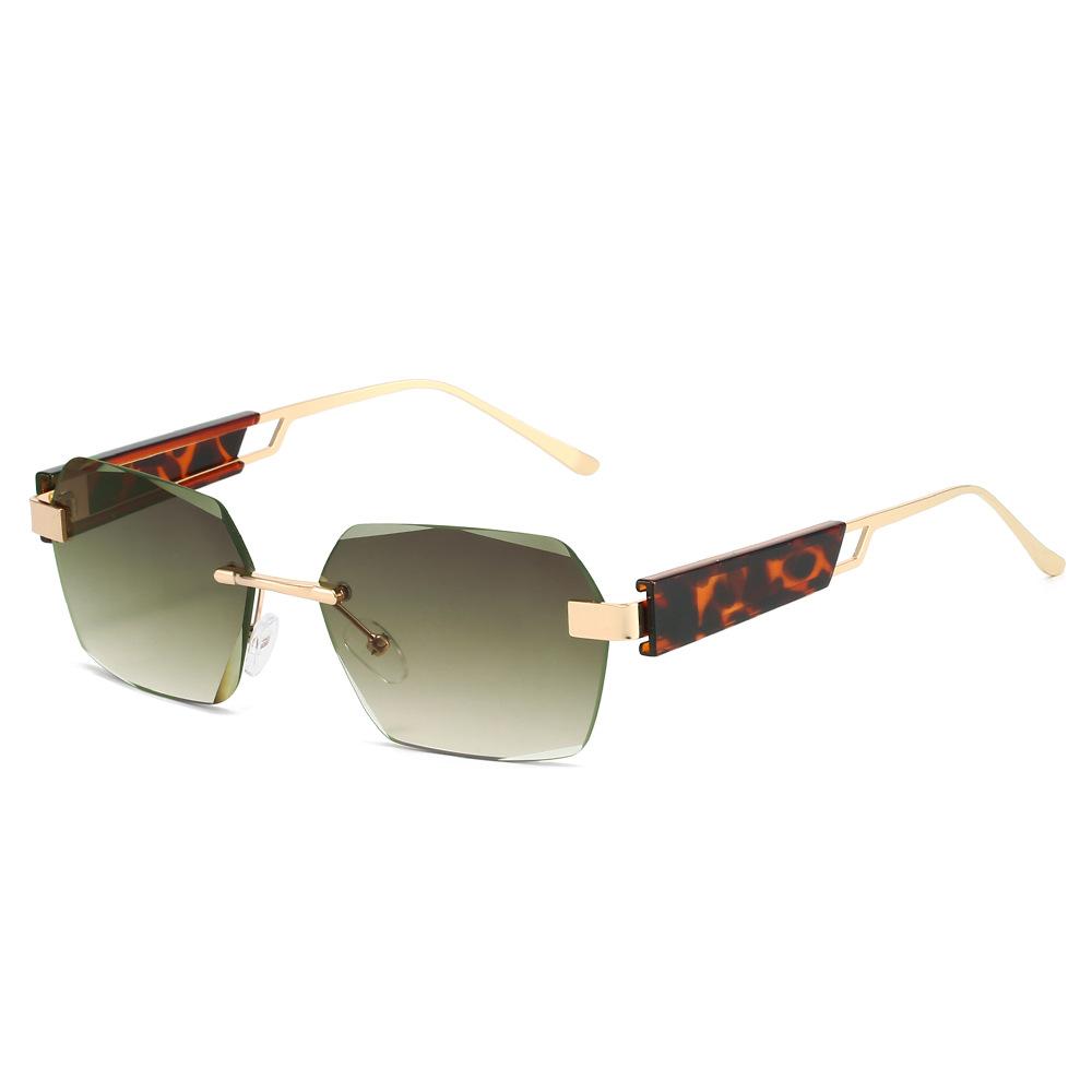 New Luxury Gradient Frameless Square Women Sunglasses  Brand Leopard Frame Design Personality Leisure Men Sunglasses Uv400