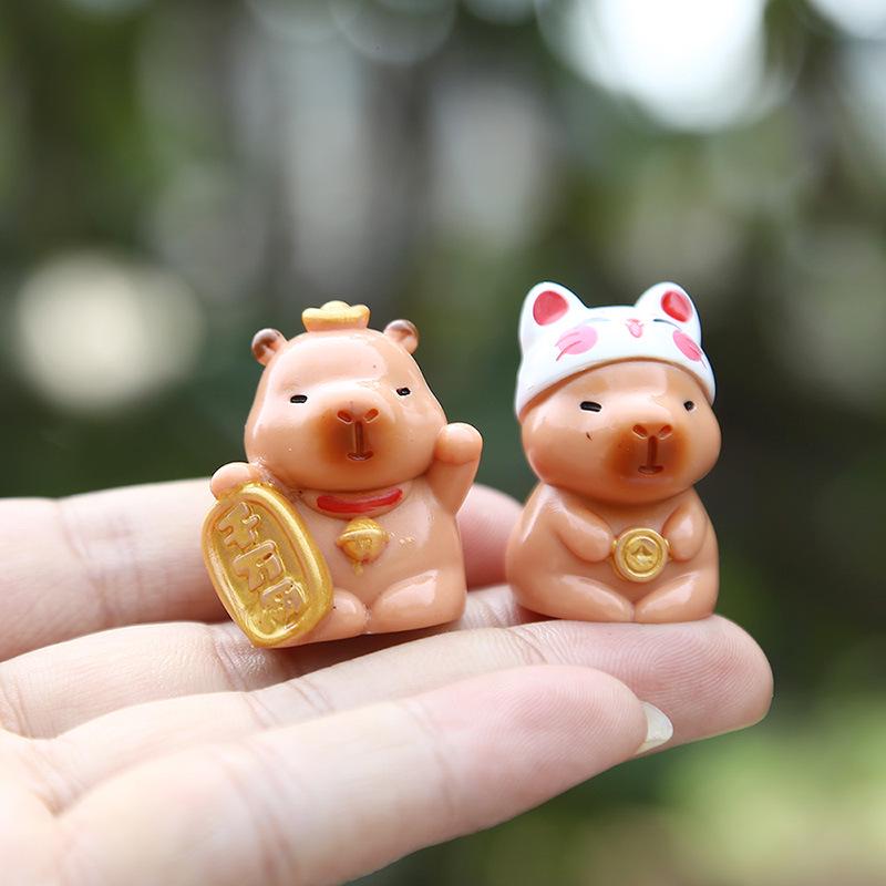 Capybara Lucky Mascot Resin Figure Doll - Creative Blind Box Micro Landscape Ornament