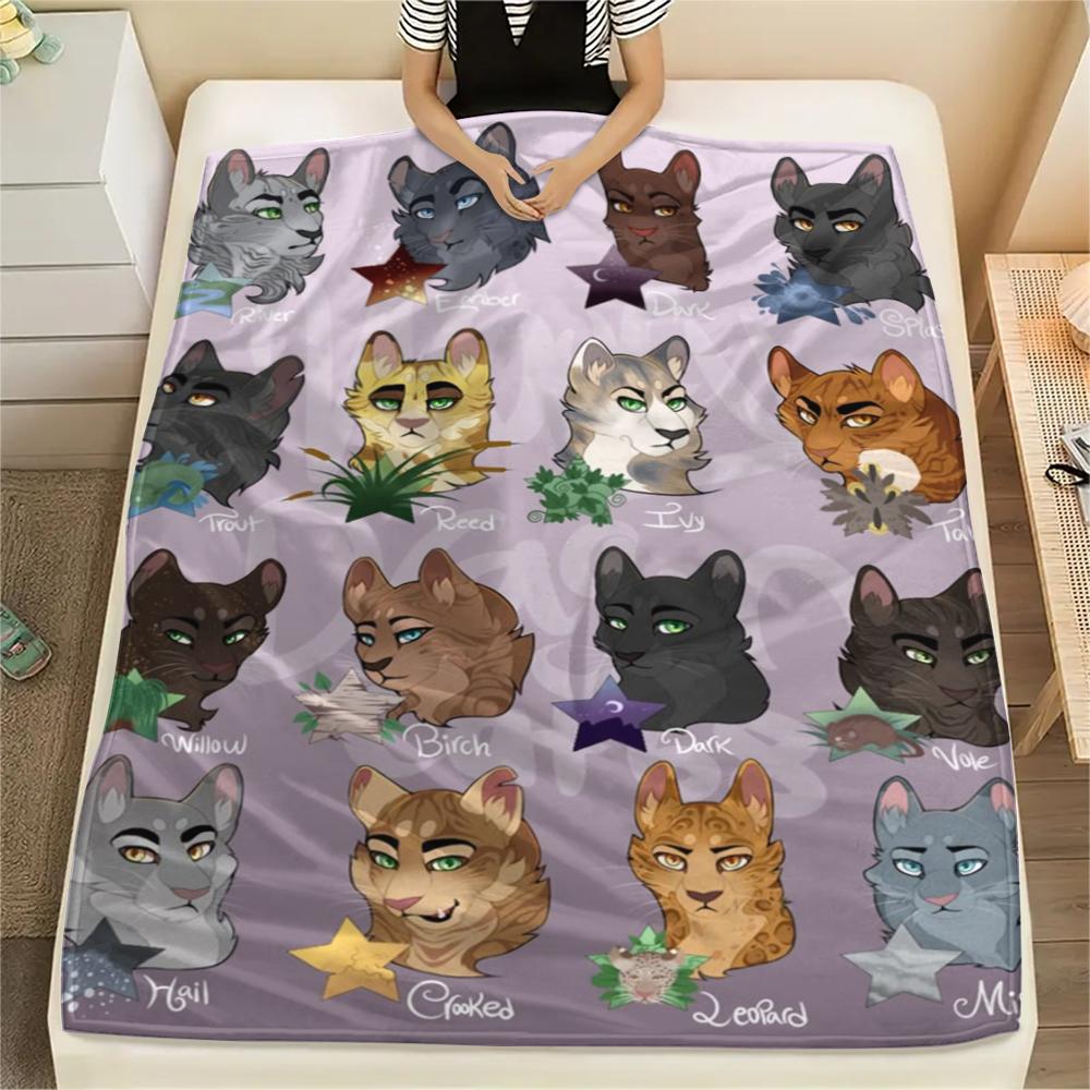 1PZ Coperta in Flanella con Stampa Guerriero Gatto, Alta Qualità, Confortevole per Tutte le Stagioni, Decorazione per la Casa, Calore e Comfort, Perfetta per Regali di Natale