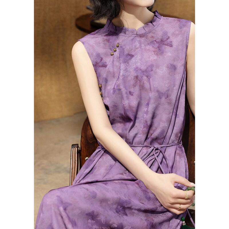 Demana New Chinese Style Sleeveless Stand Collar Slimming Dress L