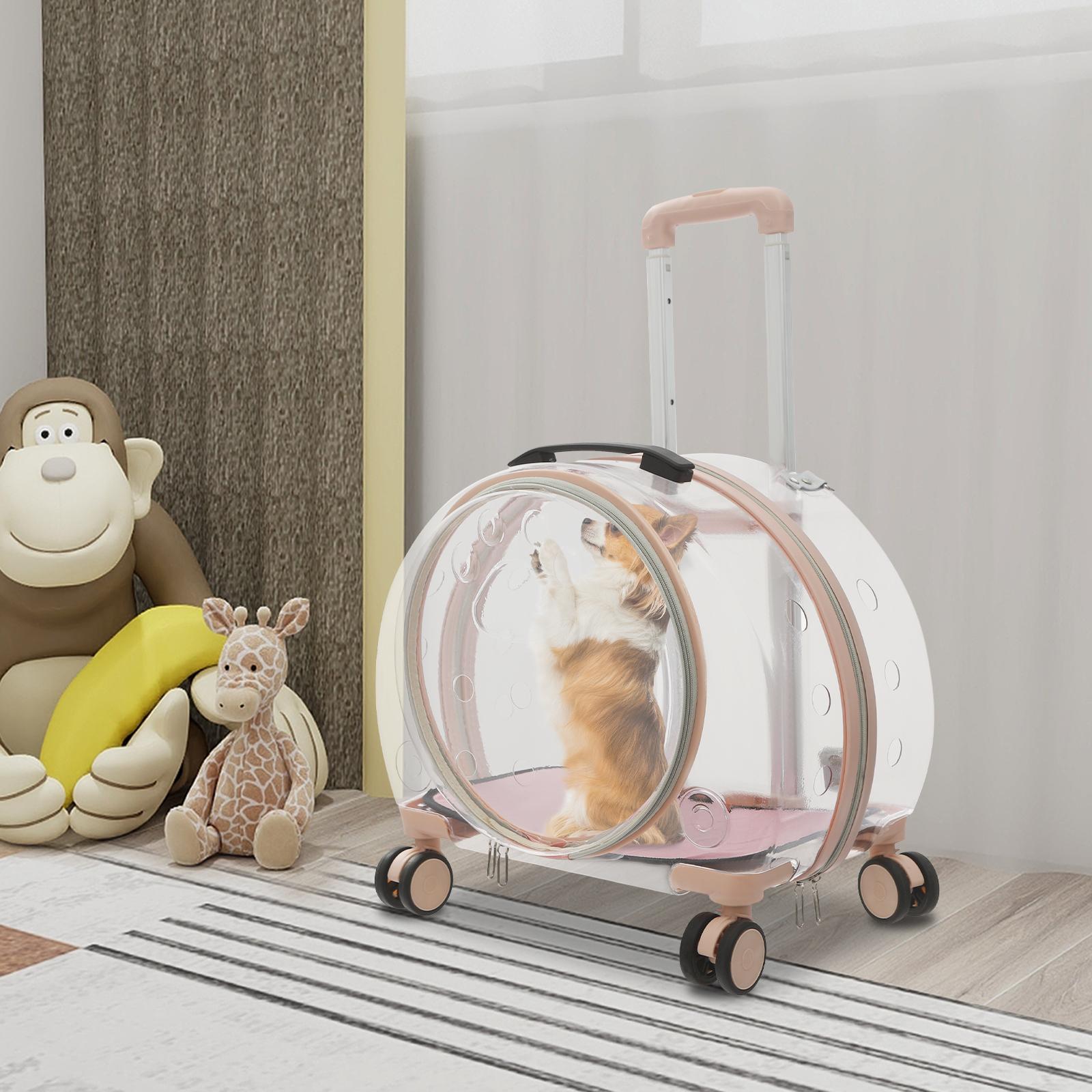 

Pink/Green Breathable Cat Carrier,PC Cat Carrier with 4 Rolling Wheels 40*27*45cm for Cats Weighing Within 9kg розовый