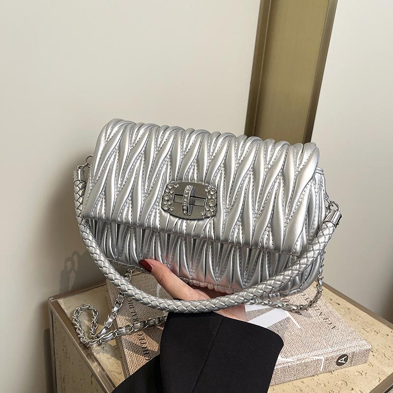 

2025 Trend Women s Genuine Leather Crossbody & Shoulder Bag, Summer Fashion Versatile Square Design 25cm x 7cm x 15cm срібний