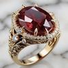Inlaid Red Gemstone Gold-Plated Ring for Women