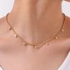 Stainless Steel 7 White Square Zircon Necklace Pendant Wave Bead Chain Gold Color Choker Necklaces Fashion Jewelry Gifts