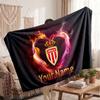 Monaco FC Personalized Fleece Blanket With Football Logo, Custom Name Text Soft Warm Home Throw Blanket