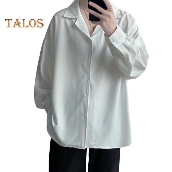 Herren Kubahemd Langarm Button-Down Freizeitshirt Locker geschnitten Einfarbiges Hemd für Arbeit Partys Dates