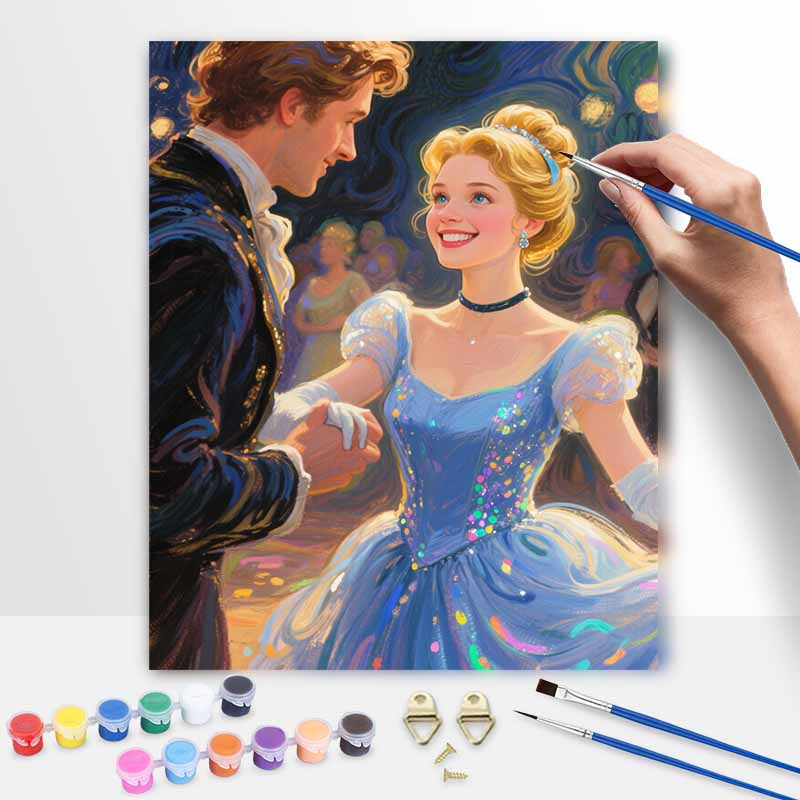 Disney Cinderella And Prince Charming Digital Oil Painting Art Kit Hand Painted Home Decor 20x30cm