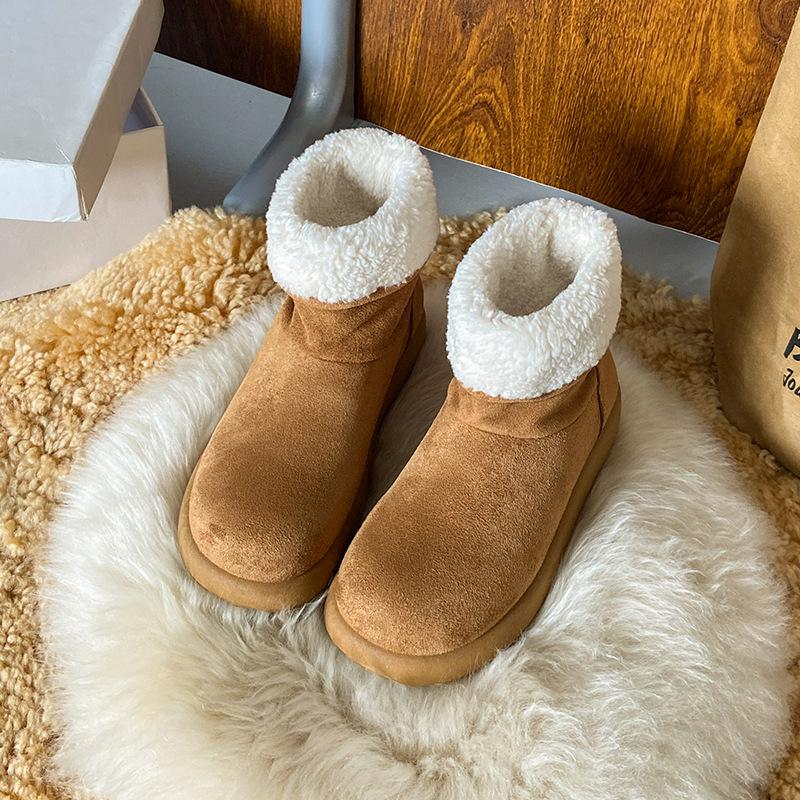 

Women s fashion lightweight height-enhancing soft sole winter warm fur one snow boots velvet lined non-slip casual sports cotton boots 40 верблюд