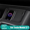 For Tesla Model 3/Y Wireless Charging Silicone Pad Carbon Fibre Central Control Non-Slip Charger Protector Mat Car Accessories