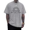Christian Be The Light Shirts for Men Jesus God Faith Religious Bible Verse T Shirt Oversized Acid Wash Graphic Tees