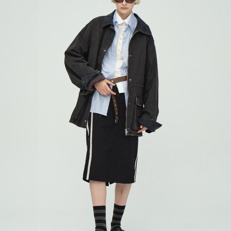 MARGESHERWOOD METAL STRIPE SOCKS_black stripe