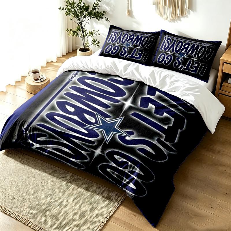 Dallas Cowboys 3pc Duvet Cover Set Simple Modern Bedding Set Wrinkle Resistant Soft Fabric All Season Use a perfect gift