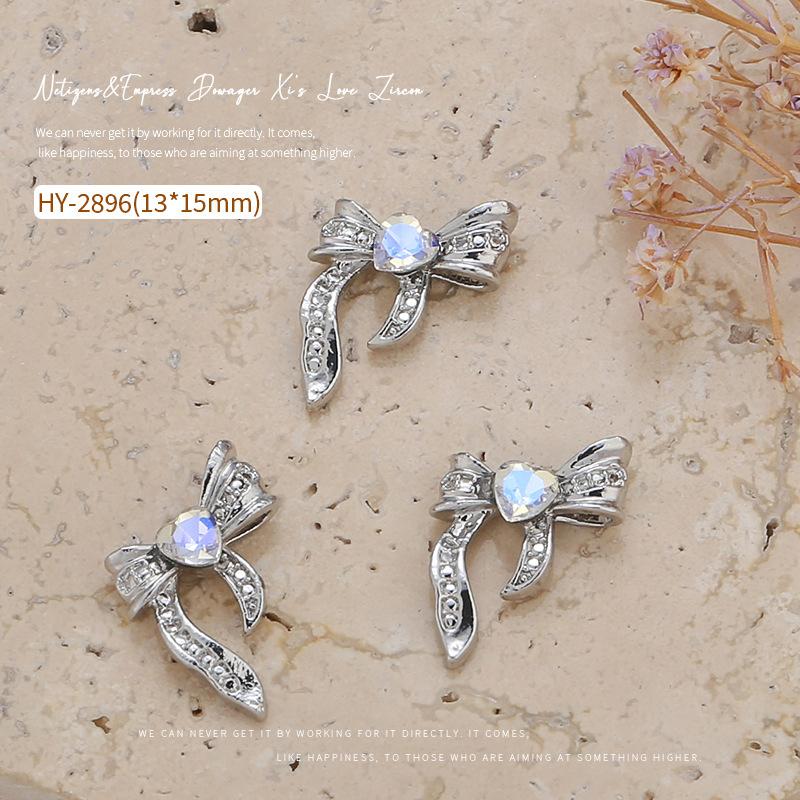 3Pcs Diy Nail Art Decoration 3D Bow-Knot Nail Art Charm  Nail Drill For Manicure Design Accessory