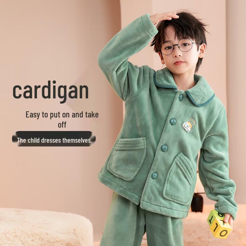 Fenteng Kinder Antistatisches Fleece-Pyjama-Set