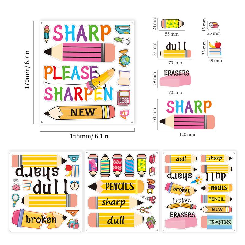 

4 листа Наклейки для студенческого планировщика Канцелярские наклейки для карандашей Милые виниловые водостойкие наклейки для ноутбука