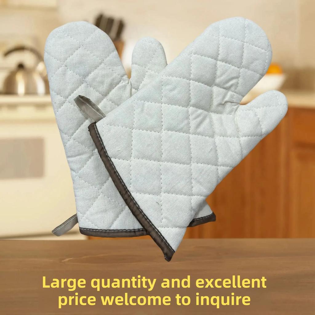 Extended Heat-Resistant Cotton Oven Gloves - Thickened for Kitchen, Microwave, Baking, and Anti-Scalding Protection