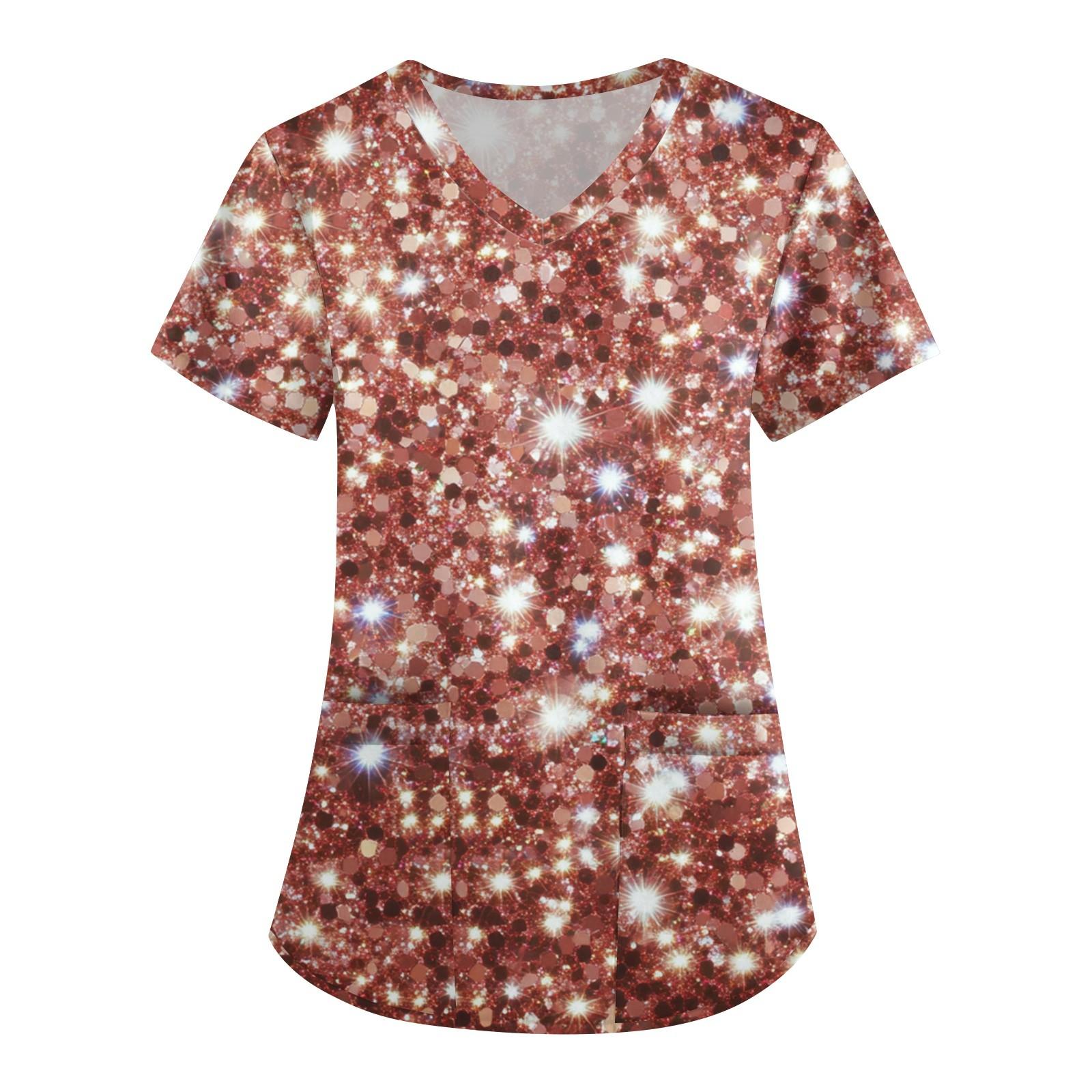 

Короткий рукав для женщин мода V-образный вырез ретро принт талия завернутый топ футболка M киноварь