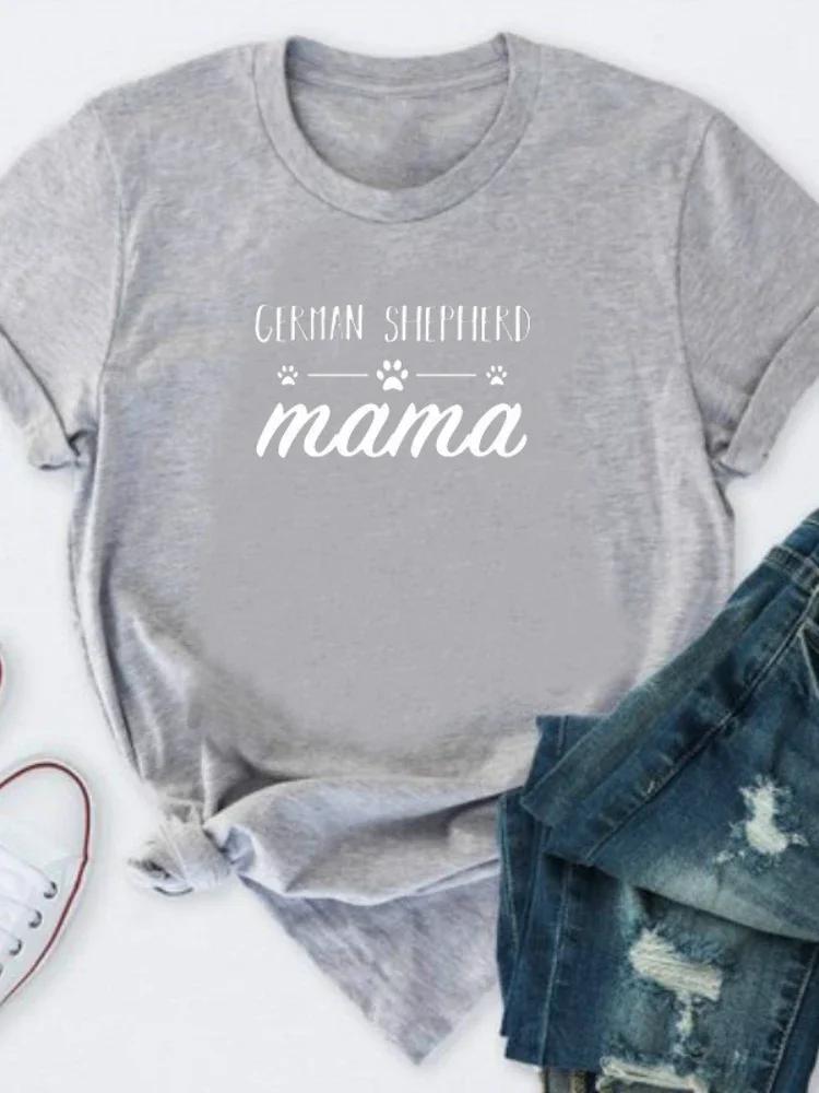GERMAN SHEPHERD Mama Letter Print T Shirt Women Short Sleeve O Neck Loose Tshirt Ladies Summer Women Tee Shirt Tops