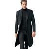 Men's Long Solid Color Single Breasted Long Sleeved Wool Coat Casual Slim Trendy Windbreaker