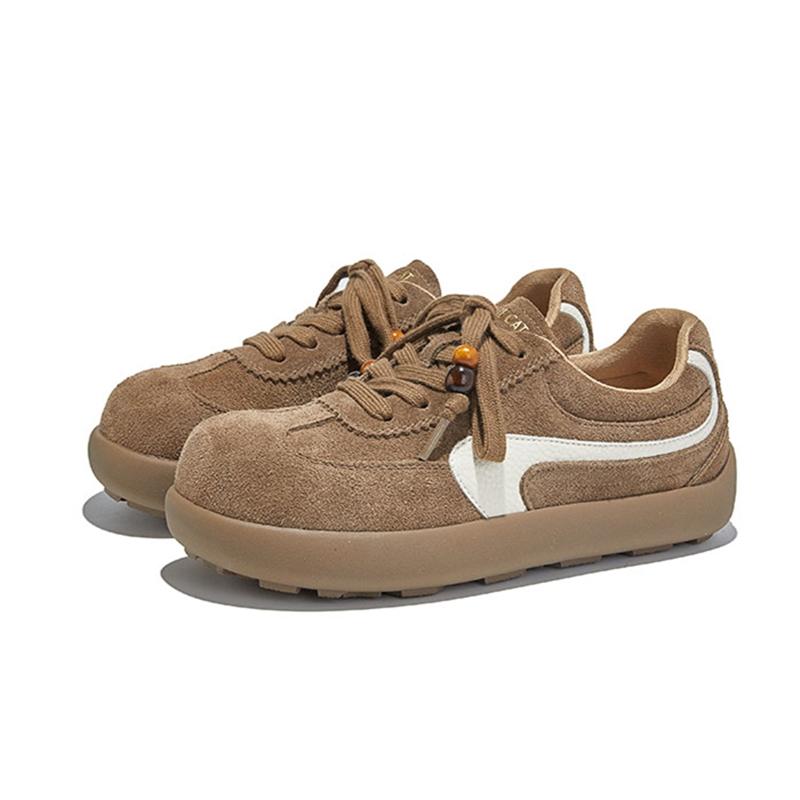 

Модные женские кроссовки AIYUQI 2025 Новые с круглым носком Плоские Повседневные Женские Туфли Большого размера Натуральная кожа Немецкие Тренировочные Туфли Женские 43 хаки