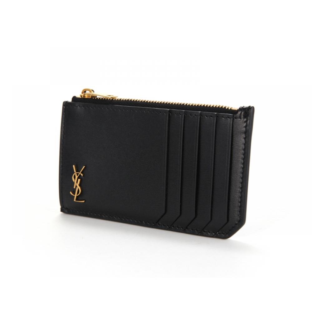 Saint Laurent Tiny Monogram Gold Zip Card Wallet 629899 02g0w