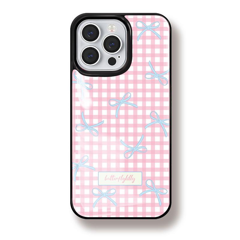 

Чехол для телефона из эпоксидной смолы, совместимый и подходящий для huawei iPhone15 14 13/12/11promax/xsmax/xr 7/8plusSE, розовый клетчатый бант 7PLUS/8PLUS