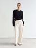 Obeleu Foldable Ribbed Wide Pants - Ivory