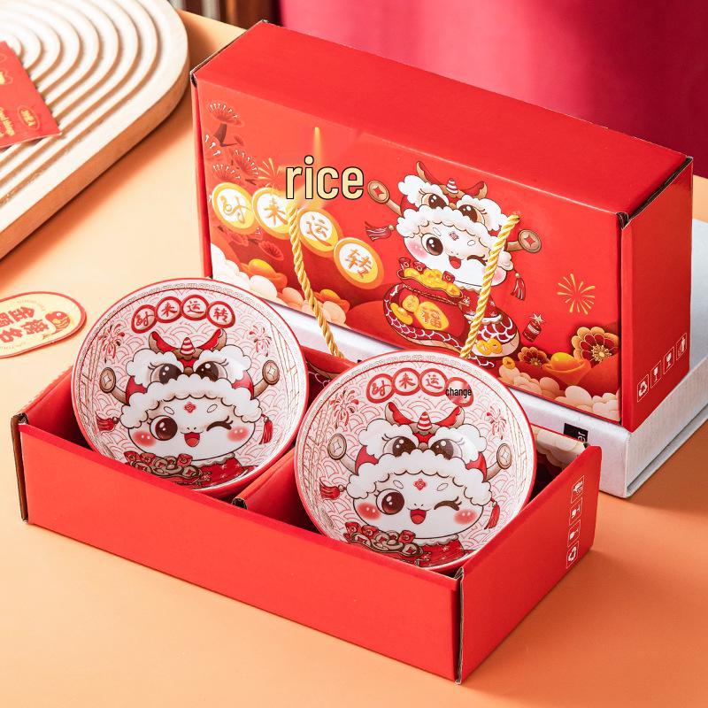 Retro Vintage Ceramic Dinnerware Set: Bowls, Plates, Dishes, Chopsticks in Gift Box - Sophisticated Small Souvenir.