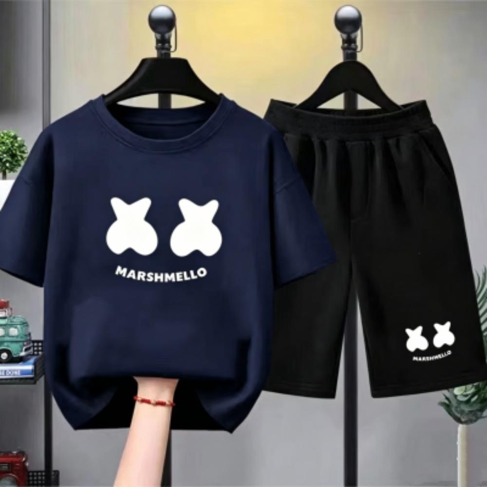 Fashion Kids T-shirt Shorts Set Fun Letter Printed Short Sleeve Tops Shorts 2pcs Summer Boy Girl's Outdoor Casual T-shirt Sets