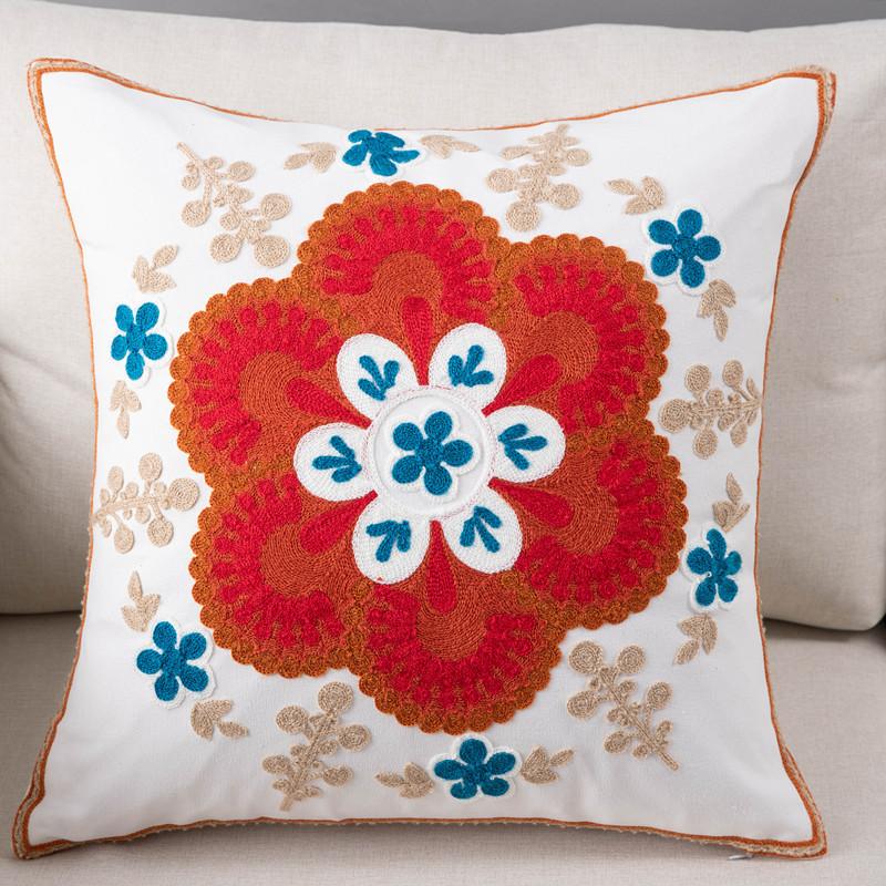 

Подушка с вышивкой в пасторальном стиле, цветок, растение, чехол для дивана, гостиная, толстая прикроватная подушка, съемная и моющаяся, 1 шт., без сердцевины подушки 45x45cm1pcs