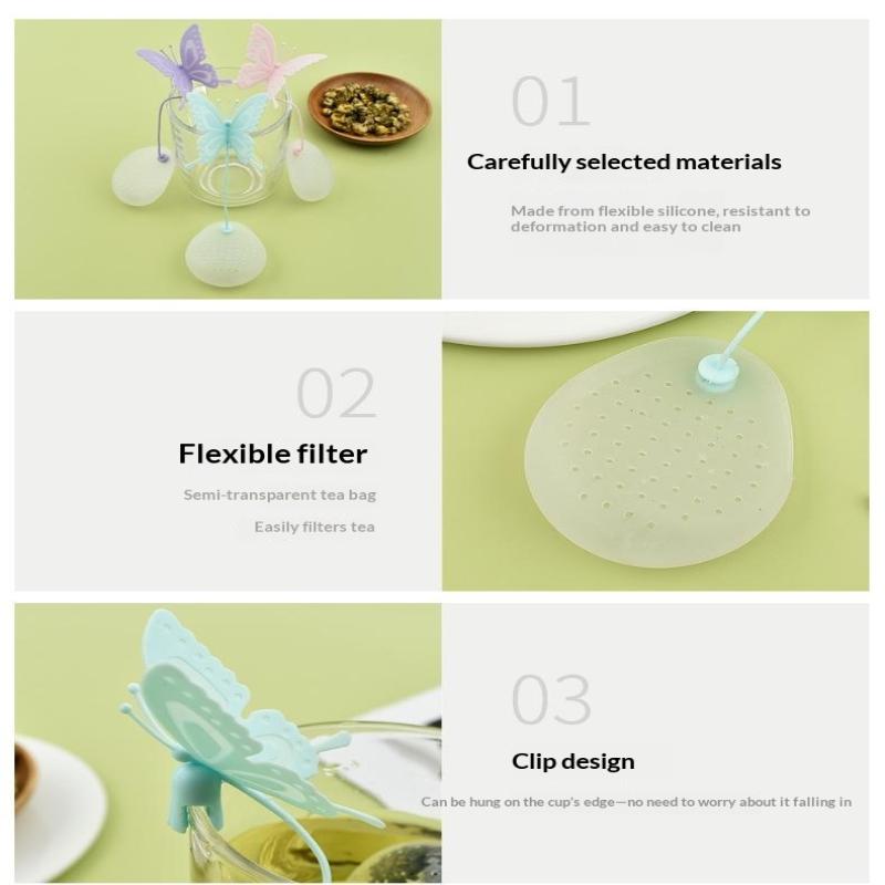 1/3Pcs Butterfly Shape Tea Infuser Silicone Tea Strainer Loose Leaf Tea Filter Reusable Tea Maker For Home Office Tea Making